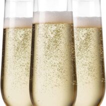 Munfix 48 Pack Stemless Plastic Champagne Flutes Disposable 9 Oz Clear Plastic Toasting Glasses Shatterproof Recyclable and BPA-Free