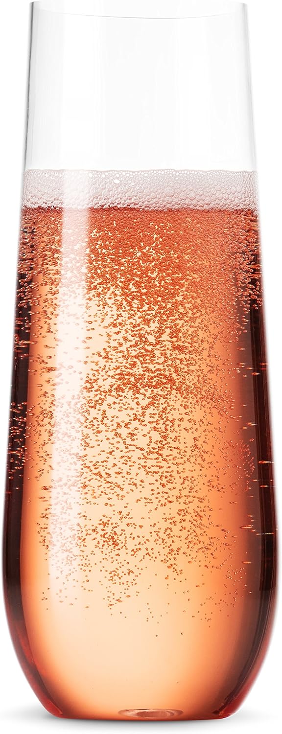 Munfix 48 Pack Stemless Plastic Champagne Flutes Disposable 9 Oz Clear Plastic Toasting Glasses Shatterproof Recyclable and BPA-Free - Image 2