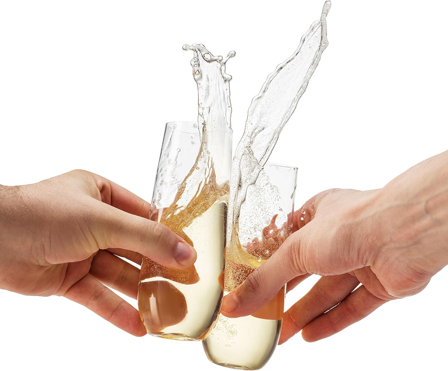 Munfix 48 Pack Stemless Plastic Champagne Flutes Disposable 9 Oz Clear Plastic Toasting Glasses Shatterproof Recyclable and BPA-Free - Image 3