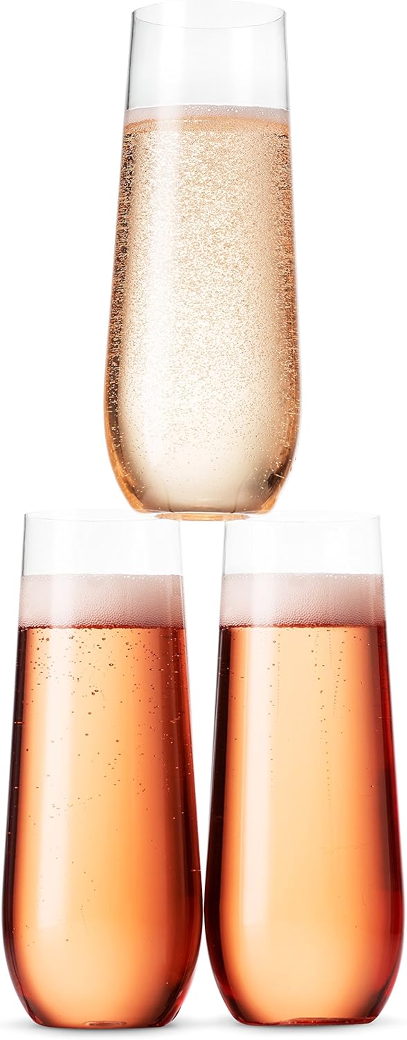 Munfix 48 Pack Stemless Plastic Champagne Flutes Disposable 9 Oz Clear Plastic Toasting Glasses Shatterproof Recyclable and BPA-Free - Image 5
