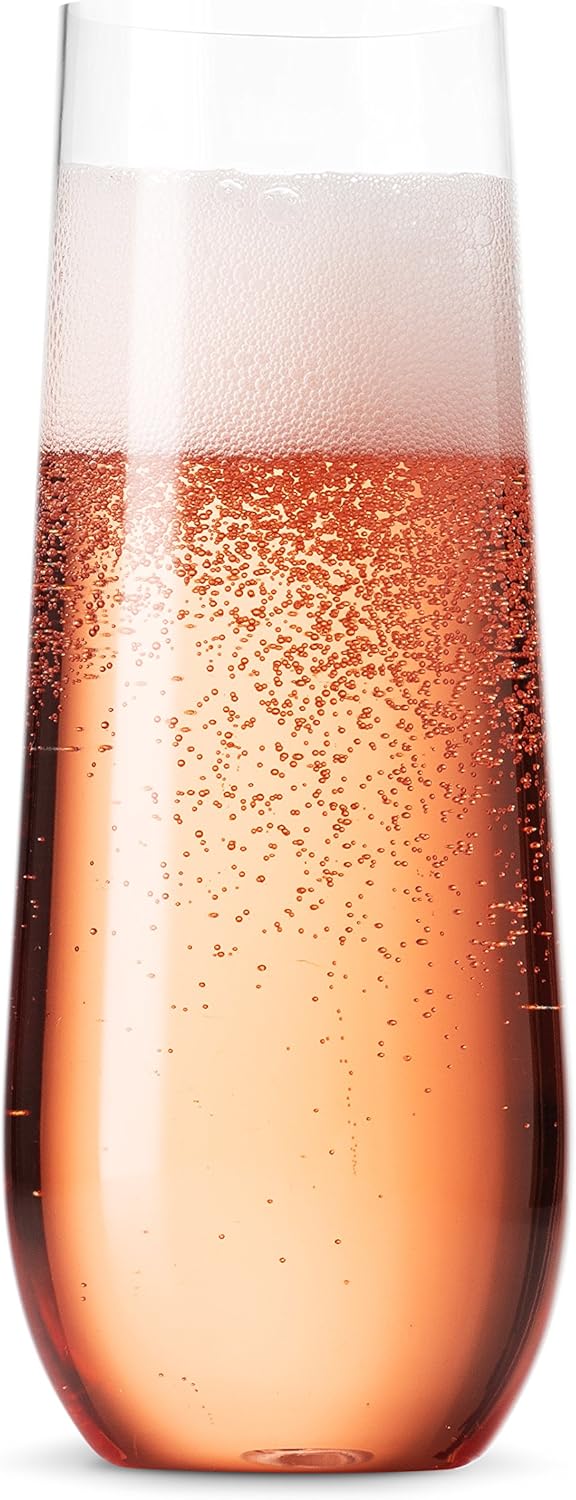Munfix 48 Pack Stemless Plastic Champagne Flutes Disposable 9 Oz Clear Plastic Toasting Glasses Shatterproof Recyclable and BPA-Free - Image 7