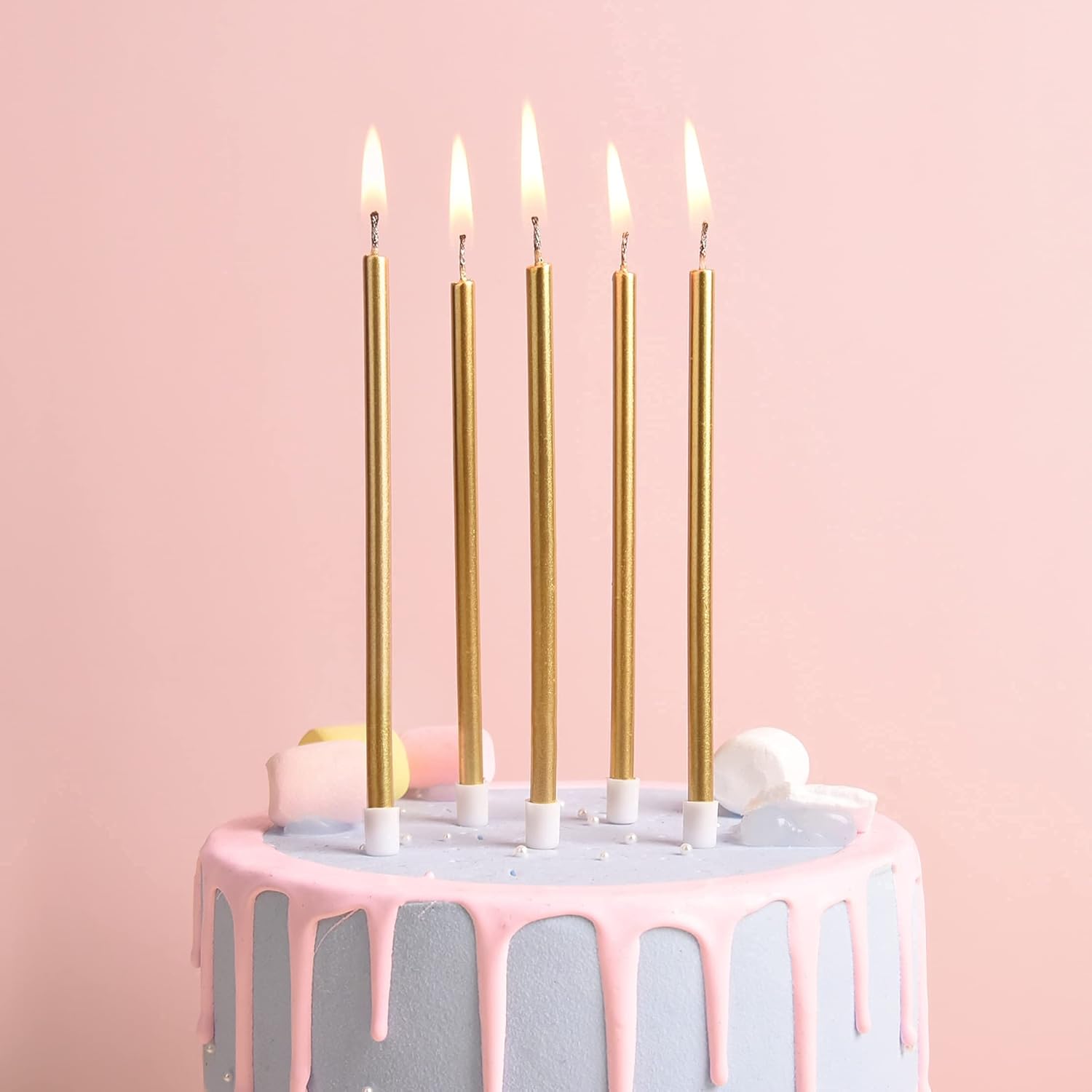 PHD CAKE Gold Long Thin Metallic Birthday Candles, Cake Candles, Birthday Parties, Wedding Decorations, Party Candles, Cake Decorations - Image 2